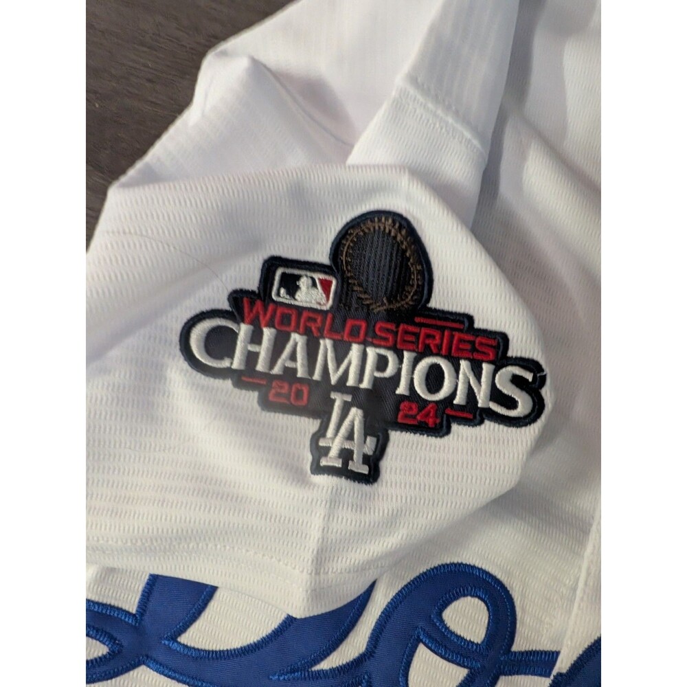 Shohei Ohtani 17 Los Angeles Dodgers White 2024 World Series  Kanji Jersey XL - Picture 5 of 6